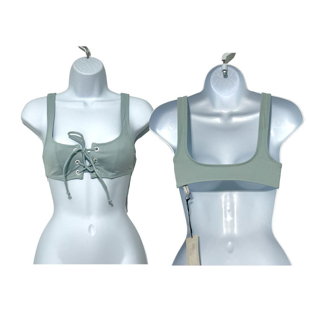 Solid & Striped Isabella Lace Up Bikini‎ Swim Top Sky Blue XS Extra Small